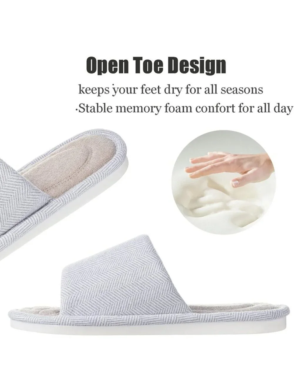 Men's Light Grey Slippers Breathable Slip-on Indoor Slippers Washable Home Shoes